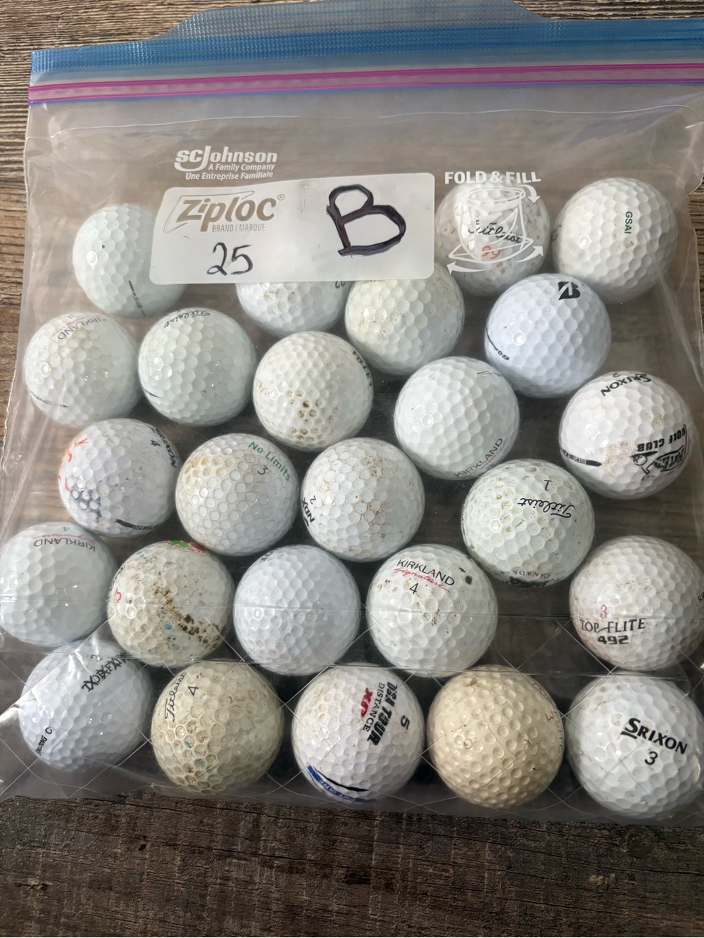 Assortment of 25 of ‘Experienced’ White Golf Balls -  Bag ‘B’